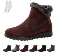 GAGFDA Stivaletti bassi da donna, invernali, caldi, ortopedici, casual, leggeri e confortevoli, con cerniera, termici, antiscivolo, foderati in pelliccia, eleganti stivaletti alla caviglia con
