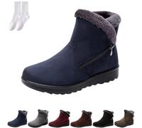 GAGFDA Stivaletti bassi da donna, invernali, caldi, ortopedici, casual, leggeri e confortevoli, con cerniera, termici, antiscivolo, foderati in pelliccia, eleganti stivaletti alla caviglia con