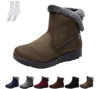 GAGFDA Stivaletti bassi da donna, invernali, caldi, ortopedici, casual, leggeri e confortevoli, con cerniera, termici, antiscivolo, foderati in pelliccia, eleganti stivaletti alla caviglia con