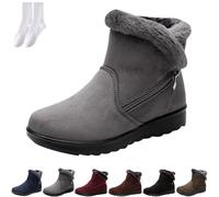 GAGFDA Stivaletti bassi da donna, invernali, caldi, ortopedici, casual, leggeri e confortevoli, con cerniera, termici, antiscivolo, foderati in pelliccia, eleganti stivaletti alla caviglia con