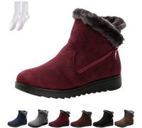 GAGFDA Stivaletti bassi da donna, invernali, caldi, ortopedici, casual, leggeri e confortevoli, con cerniera, termici, antiscivolo, foderati in pelliccia, eleganti stivaletti alla caviglia con