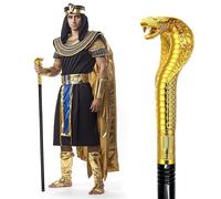 GAGIFT WORLD Bastone da pimpa in metallo con manico in plastica di serpente egiziano per faraone e Cleopatra, costume, affascinante accessorio di scena cosplay per Halloween (oro vintage)