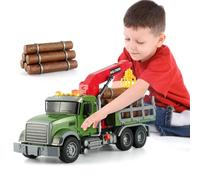 GAGINAN Camion da trasporto in legno, giocattolo per bambini, 38,1 cm, grande, con suoni e luci, regalo di compleanno per bambini e bambine dai 3 ai 6 anni (camion da trasporto in legno)