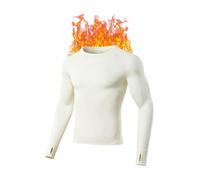 gagli Camicie termiche da uomo a maniche lunghe termiche strato di base top caldo foderato in pile lungo Johns biancheria intima fredda, bianco01, L