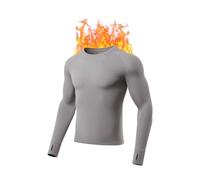gagli Camicie termiche da uomo a maniche lunghe termiche strato di base top caldo foderato in pile lungo Johns biancheria intima fredda, Grigio01., L