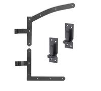 GAH-Alberts 206574 Set ferramenta | per cancelli singoli ad arco | per cancelli con apertura a sinistra o a destra | rivestito in plastica nera