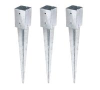 GAH-Alberts 211424 211288 - Boccola per pali rotondi o quadrati, zincati a caldo, 91 x 91 mm, lunghezza totale 750 mm, set da 3 pezzi