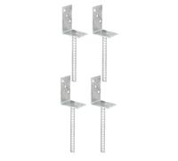 GAH-Alberts 215002 213954 - Supporti per pali a L, con ancoraggio in cemento, zincati a caldo, larghezza 80 mm, lunghezza dell'acciaio scanalato 200 mm, set da 4