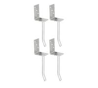 GAH-Alberts 215019 214005 - Supporti per pali a L, con ancoraggio in cemento in acciaio rotondo, zincati a caldo, larghezza 80 mm, lunghezza dell'acciaio scanalato 200 mm, set da 4 pezzi