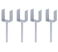 GAH-Alberts 215033 214241 - Supporto per pali a U in acciaio scanalato, zincato a caldo, larghezza 75 mm, lunghezza ancoraggio 200 mm, set da 4 pezzi