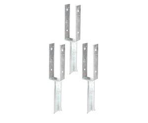 GAH-Alberts 215286 216740 - Supporto per palo a U in ferro a T, zincato a caldo, larghezza 71 mm, lunghezza ancoraggio per calcestruzzo 200 mm, set da 3