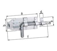 Alberts 12435 9 Catenaccio a Cannone, con Maniglia Tonda e Guida Asta fissata, zincata a Caldo, Piastra 160 x 70 mm, chiavistello 16 mm, Lunghezza Totale 210 mm, Acciaio