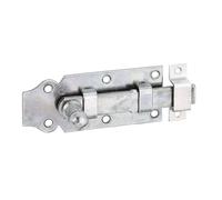 Alberts 115388 Chiavistello per porte, dritto, con maniglia a pomolo e guida asta fissata, zincato galvanico, con strato spesso passivato, piastra 100 x 44 mm