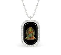 Gaia - Collana con ciondolo a forma di dea greca della Madre Terra, gioiello alla moda, quadrato, con bordo bianco, lega metall