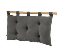 Gaia, cuscino per testiera imbottita con 5 bottoni, 50 x 80 cm, tessuto garza di cotone, imbottitura in fibra di poliestere, con 5 passanti, colore grigio granito