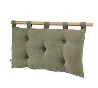 Gaia, cuscino per testiera imbottita con 5 bottoni, 50 x 80 cm, tessuto garza di cotone, imbottitura in fibra di poliestere, con 5 passanti, colore verde rosmarino