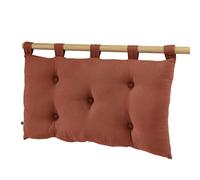 Gaia, cuscino per testiera imbottita con 5 bottoni, 50 x 80 cm, tessuto garza di cotone, trapuntatura in fibra di poliestere, con 5 passanti, colore rosso terracotta