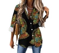 Gaia Dea greca della Madre Terra Camicetta a maniche lunghe da donna con bottoni casual, Stile:, 8XL
