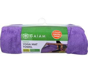 Gaiam Asciugamano da Yoga, Dimensioni Tappetino Active Dry, Antiscivolo, assorbe Il Sudore, in Microfibra, Asciugamano per Yoga Caldo per Donne e Uomini, Tasche angolari per Rimanere in Posizione