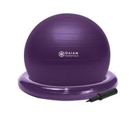 Gaiam Essentials Balance Ball & Base Kit, 65 cm Yoga Ball Chair, palla da ginnastica con base ad anello gonfiabile per la casa o l'ufficio scrivania, include pompa ad aria, viola