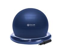 Gaiam Essentials Balance Ball & Base Kit, 65 cm Yoga Ball Chair, palla per esercizi con base ad anello gonfiabile per casa o ufficio, include pompa ad aria, blu navy