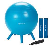Gaiam Kids Stay-N-Play Ball - Sedia a sfera per bambini con fasce per sedia, flessibile per la scuola attiva, scrivania alternativa con sedia Fidget Band, gambe di stabilità integrate, 45 cm, blu