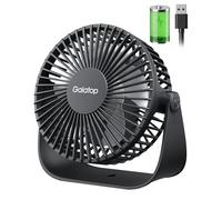gaiatop Piccolo ventilatore da scrivania USB, 3-10 ore, ricaricabile, 3 velocità, girevole a 360°, cavo USB da 1,5 m, silenzioso, potente, portatile, per camera da letto, ufficio, scuola, casa