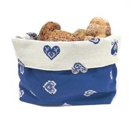 Gaidra Cesto Pane Cestino Portapane in Tessuto Stoffa doubleface in stile tirolese montagna con cuori - Sacchetto di Design fatto con qualità artigianale - 20 x 20 x 10 cm, blu doubleface