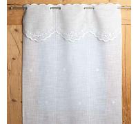 Gaidra Tendina A Vetro in Stile Tirolese su Misura, Ricamo Fantasia Fiorellini - 5972, Colore Beige, 80 larg. x 90 Alt. cm