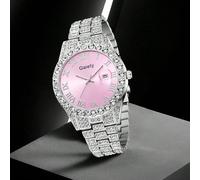 Gaiety, 1 pezzo, orologio da donna con cinturino in argento, casual ed elegante, con strass e numeri romani, quadrante grande, al quarzo, adatto per uso quotidiano, feste o vacanze, regalo di San Vale
