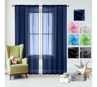 GAIFNAG Voile Tende Lino Tenda a Pannello Tende 70 x 70 cm Morbide Tinta Unita Tenda Isolante, Vari Colori Tende Oscuranti Tende a Vetro per Camera da Letto Salotto, Blu Scuro