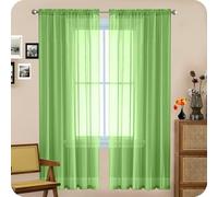 GAIFNAG Tende Camera da Letto Moderne 80 x 160 cm Morbide Tinta Unita Tenda Isolante, Vari Colori Tenda Oscurante, Tende Lino con Anelli per Camera da Letto Salotto, Verde Tenero