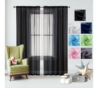 GAIFNAG Tende Finestre Voile, Lino Tende Finestre 240 x 160 cm Morbide Tinta Unita Tenda Isolante, Vari Colori Tende Oscuranti Tende a Vetro per Finestra Soggiorno Camera, Nero