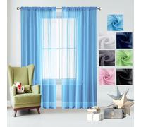 GAIFNAG Tende Finestre Voile, Lino Tende Finestre 50 x 230 cm Morbide Tinta Unita Tenda Isolante, Vari Colori Tende Camera da Letto Oscuranti per Matrimoni, Ristorante, Blu Cielo