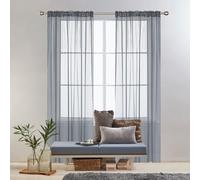 GAIFNAG Tende Finestre Voile, Lino Tende Finestre 60 x 200 cm Termiche Isolanti, Voile Trasparenti con Occhiell Tende Tenda Oscurante Camera da Letto per Finestra Soggiorno Camera, Grigio Chiaro