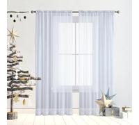 GAIFNAG Tende Finestre Voile, Lino Tende Finestre 60 x 260 cm Morbide Tinta Unita Tenda Isolante, Vari Colori Tende Moderne a Vela Trasparente per Porta Finestra, Decorazione, Bianco