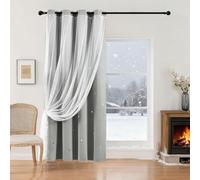 GAIFNAG Tende per Bambini 160 x 110 cm Decorazione a Stelle Scavate Tende a Rete Termoisolate con Occhielli Oscuranti con Voile per Soggiorno e Camera da Letto, Grigio