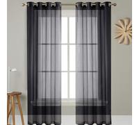 GAIFNAG Tende per Interni Camera da Letto 100 x 270 cm Termiche Isolanti, Voile Trasparenti con Occhiell Tende Tende Oscuranti Tende a Vetro per Finestra Soggiorno Camera, Nero