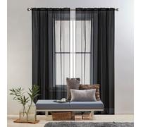 GAIFNAG Tende per Interni Camera da Letto 150 x 50 cm Termiche Isolanti, Voile Trasparenti con Occhiell Tende Magnetico Tenda Oscurante da Interno per Matrimoni, Ristorante, Nero