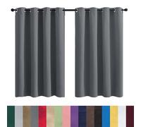 GAIFNAG Tende per Interni Camera da Letto 160 x 180 cm Morbide Tinta Unita Tenda Isolante, Vari Colori Tenda Oscurante, Tende Lino con Anelli per Porta Finestra, Decorazione, Grigio Scuro