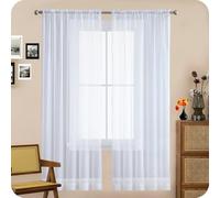 GAIFNAG Tende per Interni Camera da Letto 50 x 190 cm Termiche Isolanti, Voile Trasparenti con Occhiell Tende Tenda Moderna per Soggiorno per Finestra Soggiorno Camera, Bianco