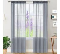 GAIFNAG Tende per Interni Tende 60 x 260 cm Termiche Isolanti, Voile Trasparenti con Occhiell Tende Tenda Antimosche a Fili con Pallini Morbidi per Finestra Soggiorno Camera, Grigio Chiaro