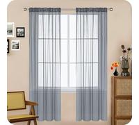 GAIFNAG Tende per Interni Tende Moderne 80 x 220 cm Lino Naturale, Sole Antimosche Lavabile Regolabile Tende con Anelli Tende Camera da Letto per Matrimoni, Ristorante, Grigio Chiaro