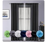 GAIFNAG Tende Termiche Isolanti 90 x 200 cm, Voile Trasparenti Con Occhielli per Interni, Finestre, Matrimoni, Ristorante - Nero