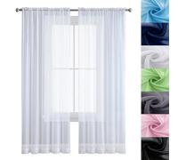 GAIFNAG Tende Voile in Poliestere 60 x 210 cm Morbide Tinta Unita Tenda Isolante, Vari Colori Tendine Finestra a Vetro, Tende Soggiorno per Porta Finestra, Decorazione, Bianco