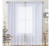 GAIFNAG Tende Voile Semi Trasparenti 50 x 190 cm Termiche Isolanti, Voile Trasparenti con Occhiell Tende Tende Cucina, Tende da Cucina Ricamate per Finestra Soggiorno Camera, Bianco