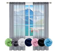 GAIFNAG Tende Voile Semitrasparenti 100 x 170 cm Termiche Isolanti, Voile Trasparenti con Occhiell Tende Tendine Finestra a Vetro, Tende Soggiorno per Porta Finestra, Decorazione, Grigio Chiaro