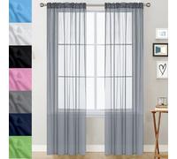 GAIFNAG Tende Voile Semitrasparenti 50 x 220 cm Lino Naturale, Sole Antimosche Lavabile Regolabile Tende Oscuranti Temporanea per Finestra Soggiorno Camera, Grigio Chiaro