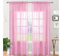 GAIFNAG Tende Voile Semitrasparenti 60 x 220 cm Termiche Isolanti, Voile Trasparenti con Occhiell Tende Tendine Finestra a Vetro, Tende Soggiorno per Matrimoni, Ristorante, Rosa