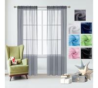 GAIFNAG Tende Voile Semitrasparenti 80 x 230 cm Termiche Isolanti, Voile Trasparenti con Occhiell Tende Altezza Tende Termiche con Anelli per Finestra Soggiorno Camera, Grigio Chiaro